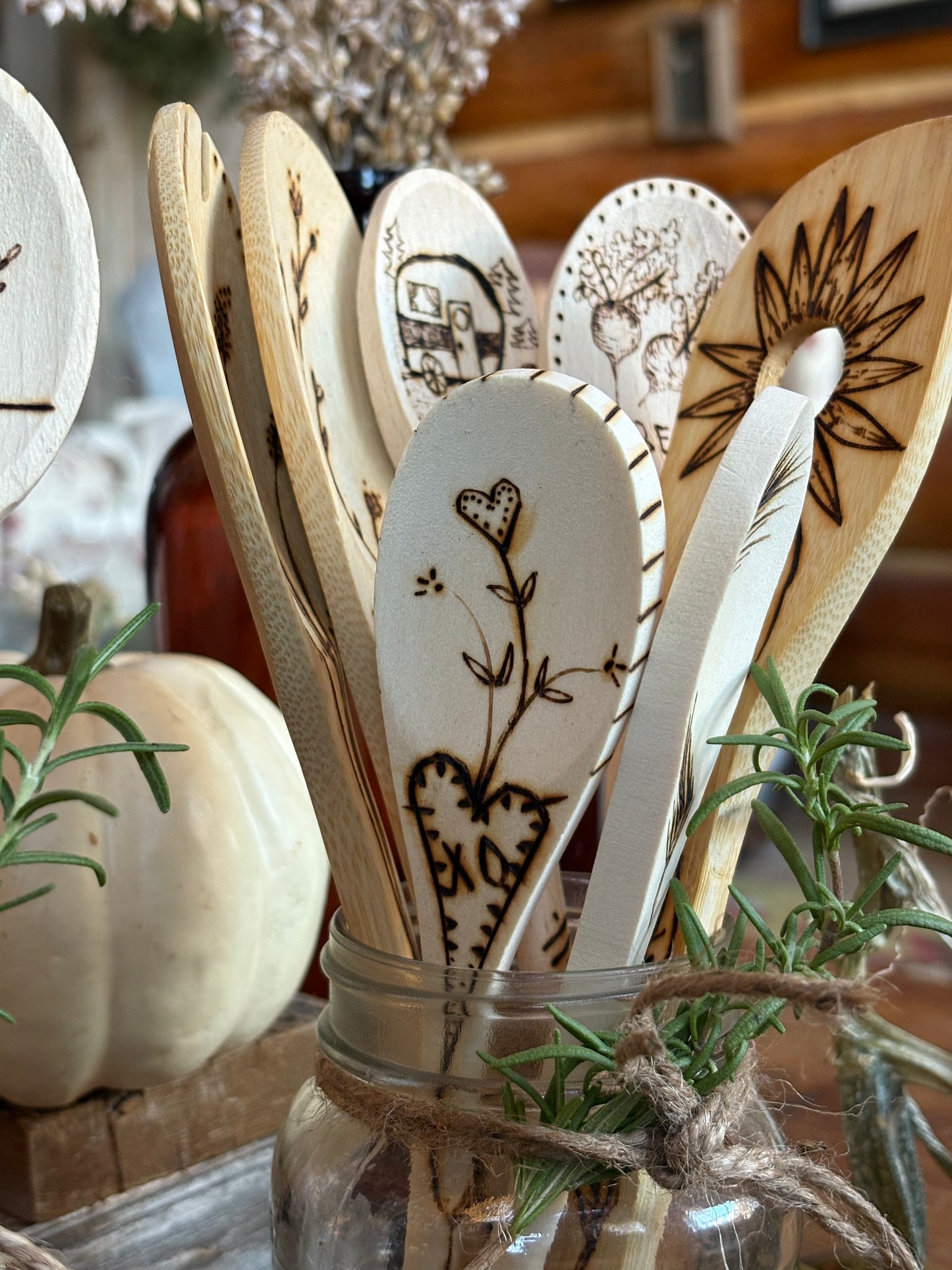 Hand Wood-burned Spoons