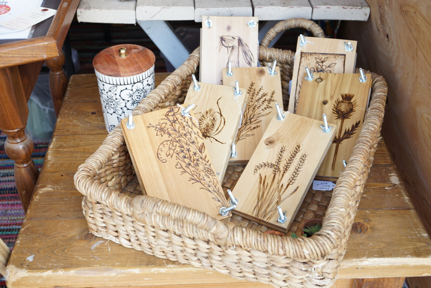 Handmade Wood-Burned Flower Press