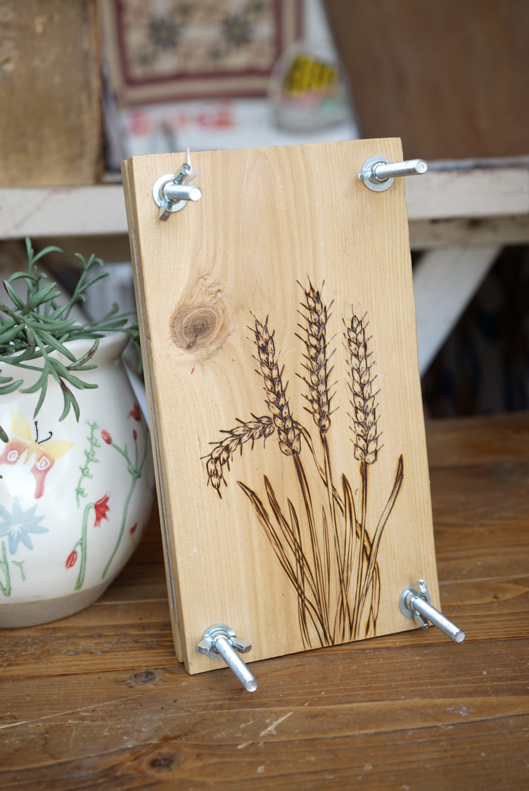 Handmade Wood-Burned Flower Press