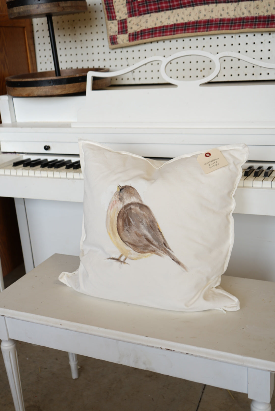 Downfill Handpainted Bird Pillow
