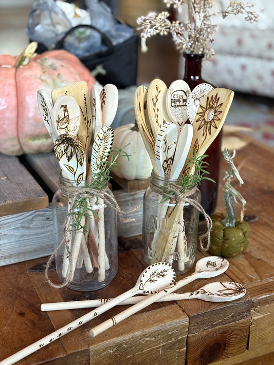 Hand Wood-burned Spoons