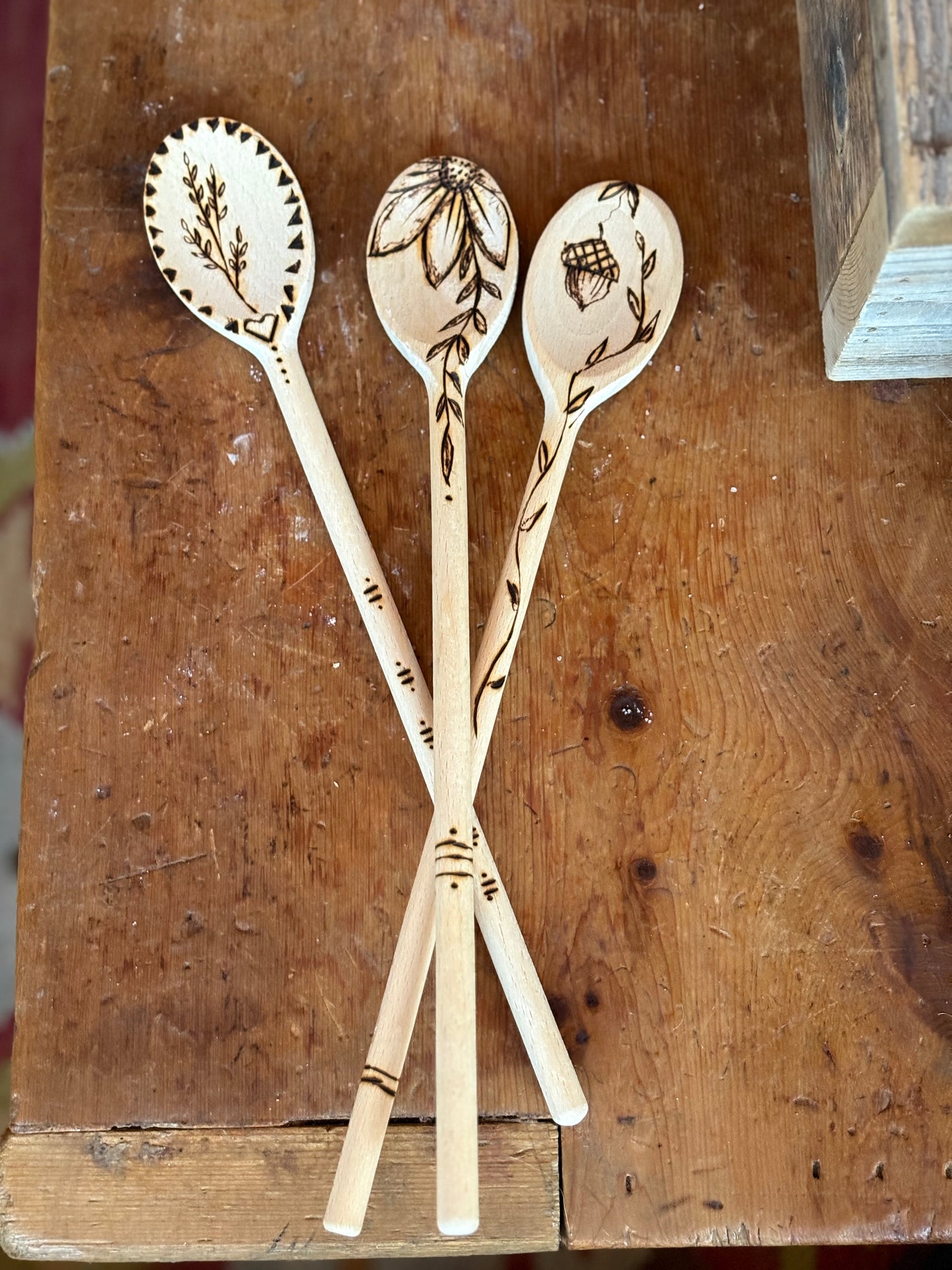 Hand Wood-burned Spoons
