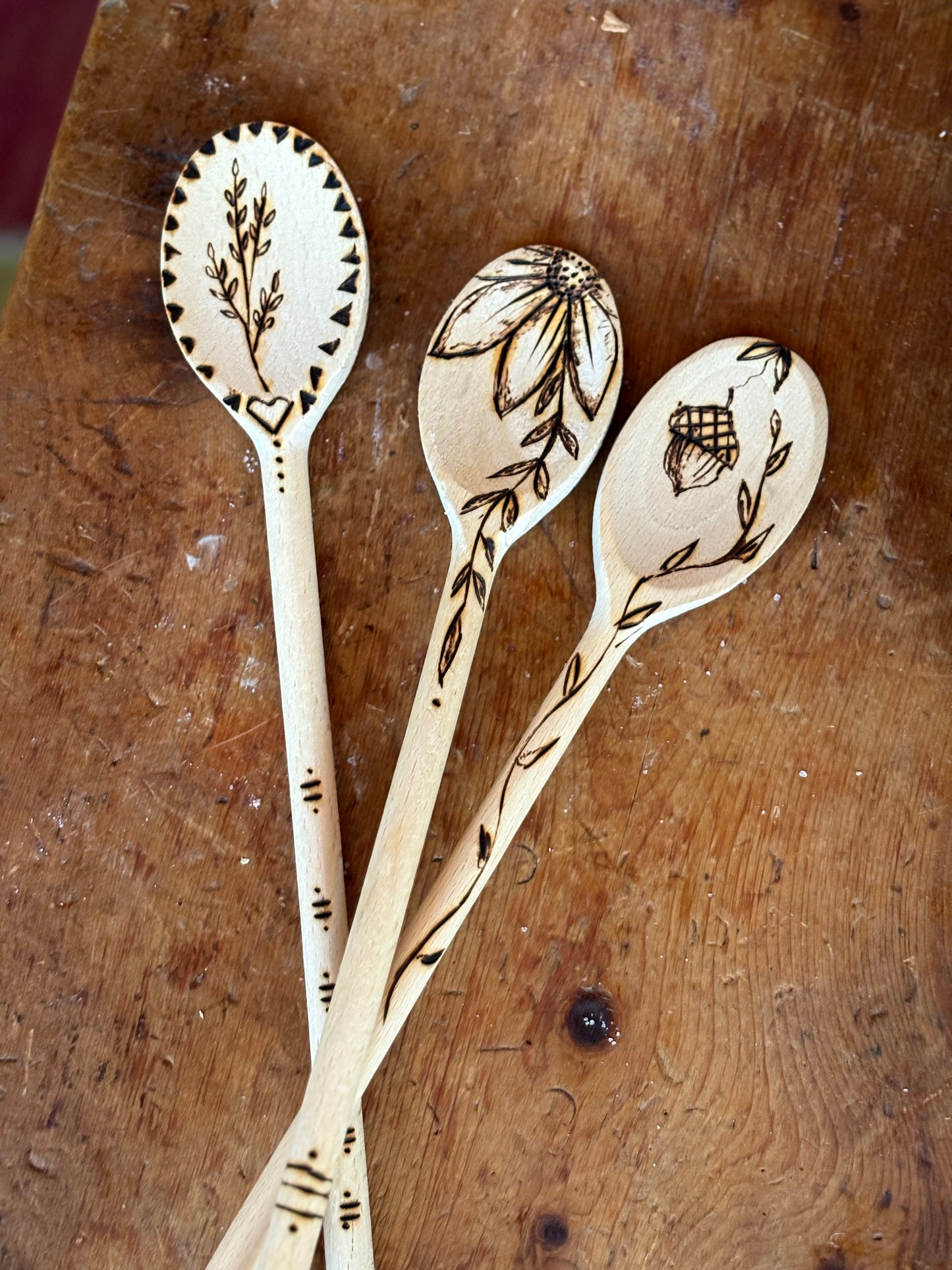 Hand Wood-burned Spoons