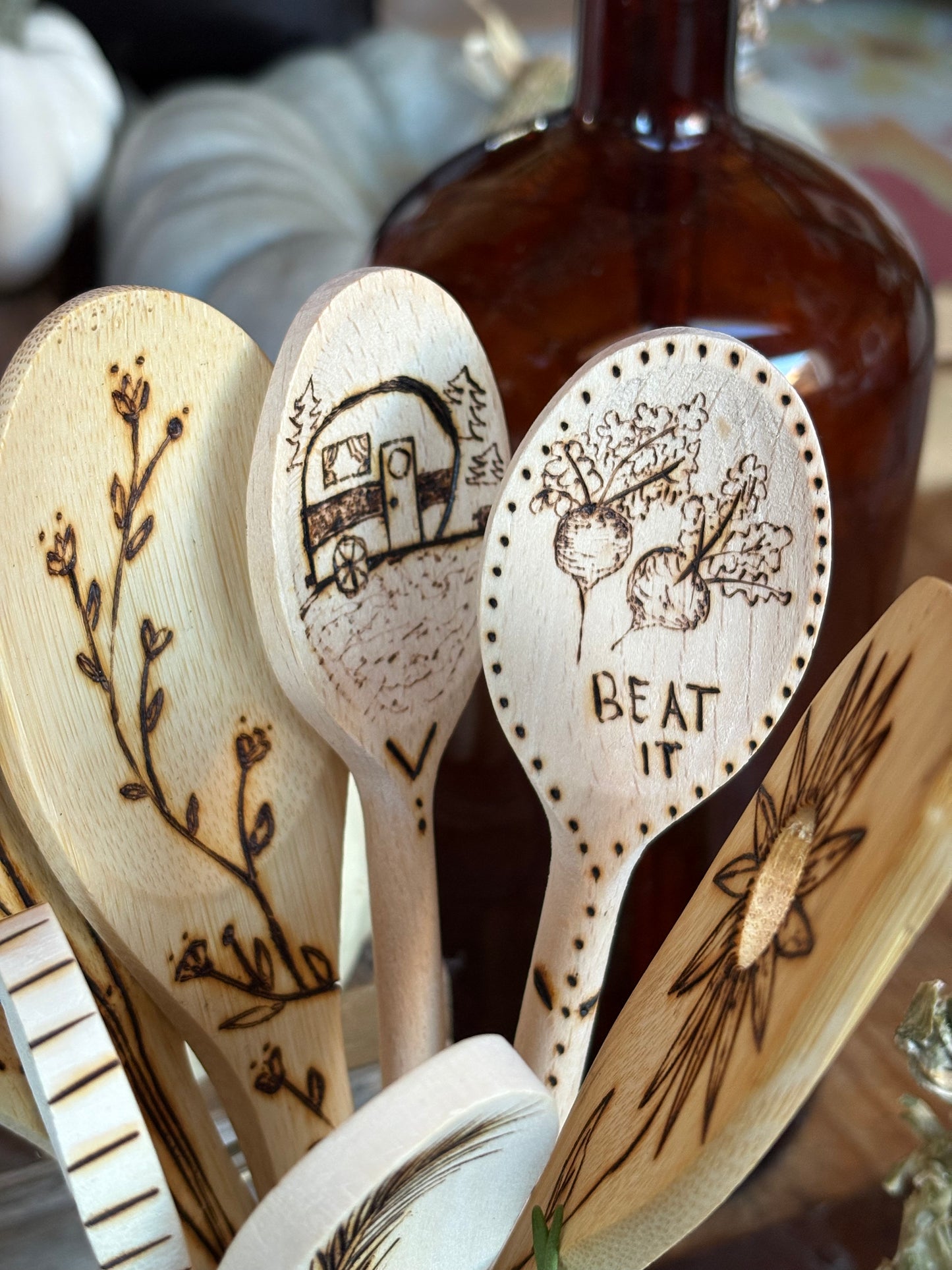 Hand Wood-burned Spoons
